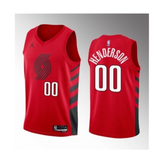 Men's Portland Trail Blazers #00 Scoot Henderson Red 2023 Draft Statement Edition Stitched Basketball Jersey - Ujersey