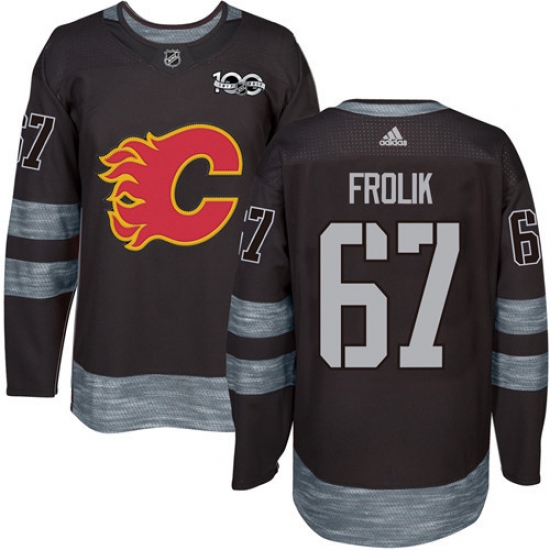 Men's Adidas Calgary Flames #67 Michael Frolik Authentic Black 1917-2017 100th Anniversary NHL Jersey - Ujersey