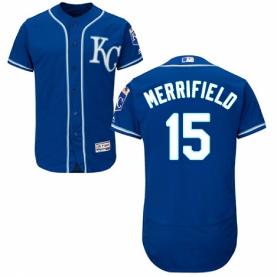 Men's Majestic Kansas City Royals #15 Whit Merrifield Royal Blue Alternate Flex Base Authentic Collection MLB Jersey - Ujersey