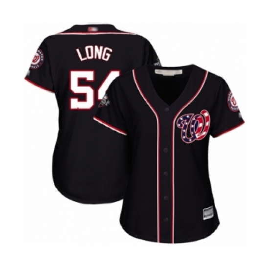 Women's Washington Nationals #54 Kevin Long Authentic Navy Blue Alternate 2 Cool Base 2019 World Series Bound Baseball Jersey - Ujersey