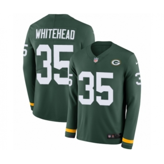 Men's Nike Green Bay Packers #35 Jermaine Whitehead Limited Green Therma Long Sleeve NFL Jersey - Ujersey