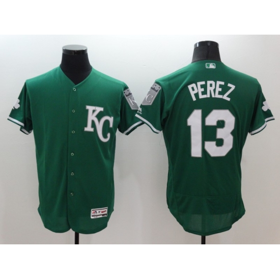 Men's Kansas City Royals #13 Salvador Perez Green Flexbase Collection Stitched Baseball Jersey - Ujersey