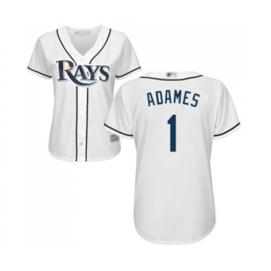 Women's Tampa Bay Rays #1 Willy Adames Replica White Home Cool Base Baseball Jersey - Ujersey