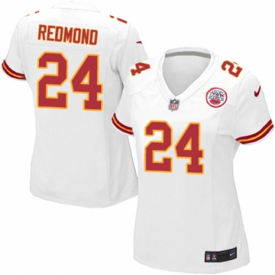 Women's Nike Kansas City Chiefs #24 Will Redmond Game White NFL Jersey - Ujersey
