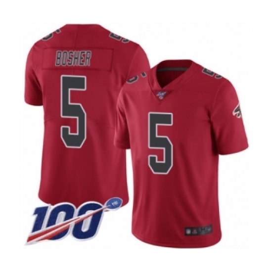 Men's Atlanta Falcons #5 Matt Bosher Limited Red Rush Vapor Untouchable 100th Season Football Jersey - Ujersey