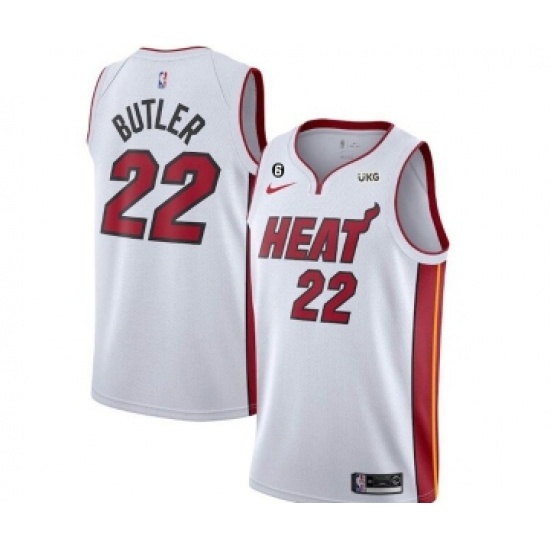 Men's Miami Heat #22 Jimmy Butler White With NO.6 Stitched Jersey - Ujersey