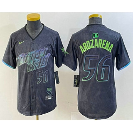Youth Tampa Bay Rays #56 Randy Arozarena Number Charcoal 2024 City Connect Limited Stitched Jersey - Ujersey