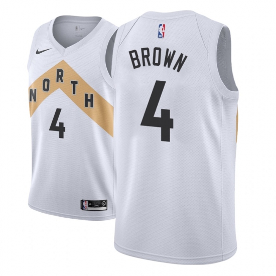Men NBA 2018-19 Toronto Raptors #4 Lorenzo Brown City Edition White Jersey - Ujersey