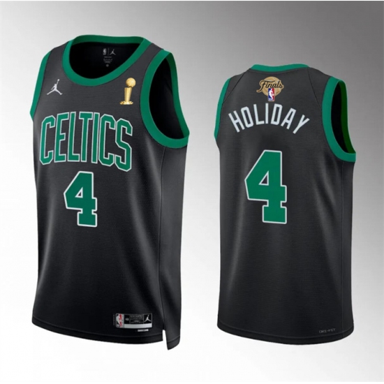 Men's Boston Celtics #4 Jrue Holiday Black 2024 Finals Champions Statement Edition Stitched Basketball Jersey