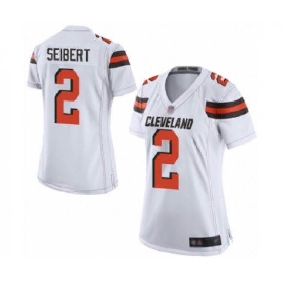 Women's Cleveland Browns #2 Austin Seibert Game White Football Jersey - Ujersey