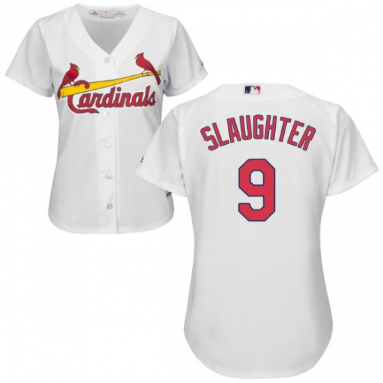 Women's Majestic St. Louis Cardinals #9 Enos Slaughter Replica White Home Cool Base MLB Jersey - Ujersey