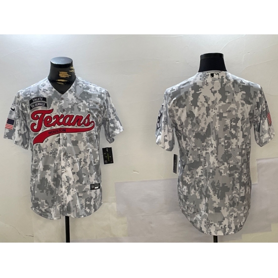 Men's Houston Texans Blank Arctic Camo 2024 Salute to Service Stitched Baseball Jersey - Ujersey