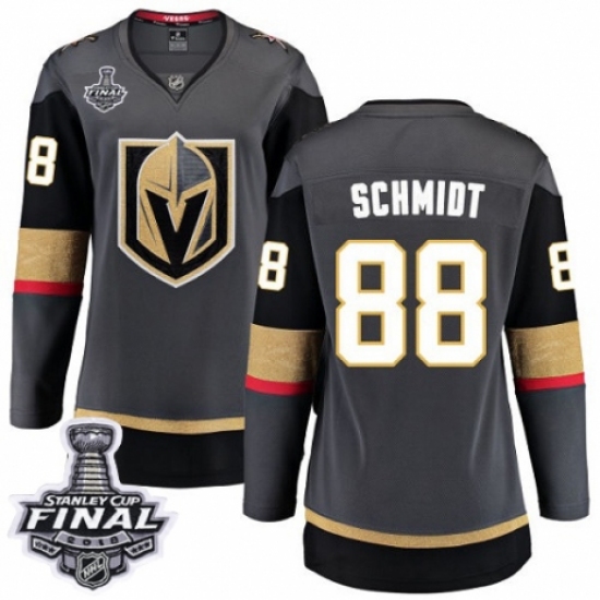 Women's Vegas Golden Knights #88 Nate Schmidt Authentic Black Home Fanatics Branded Breakaway 2018 Stanley Cup Final NHL Jersey - Ujersey