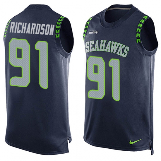 Men's Nike Seattle Seahawks #91 Sheldon Richardson Limited Steel Blue Player Name & Number Tank Top NFL Jersey - Ujersey