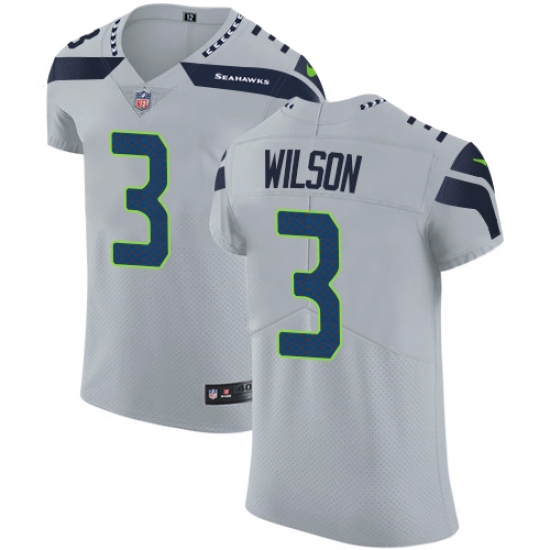 Men's Nike Seattle Seahawks #3 Russell Wilson Grey Alternate Vapor Untouchable Elite Player NFL Jersey - Ujersey