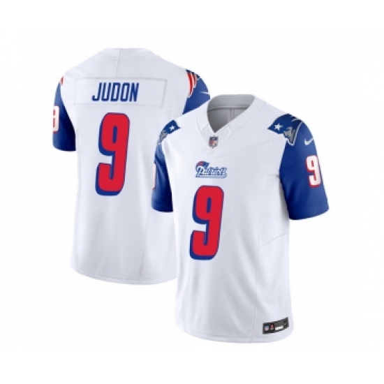 Men's Nike New England Patriots #9 Matthew Judon White Blue 2023 F.U.S.E. Vapor Limited Football Stitched Jersey - Ujersey