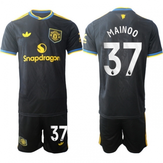 Men Manchester United 2026 Soccer Jerseys Black #37 MAINOO