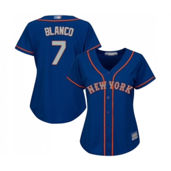 Women's New York Mets #7 Gregor Blanco Authentic Royal Blue Alternate Road Cool Base Baseball Jersey