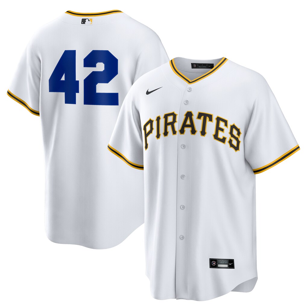 Men's Pittsburgh Pirates Nike White Home  2025 Jackie Robinson Day Replica Jersey - Ujersey NHL