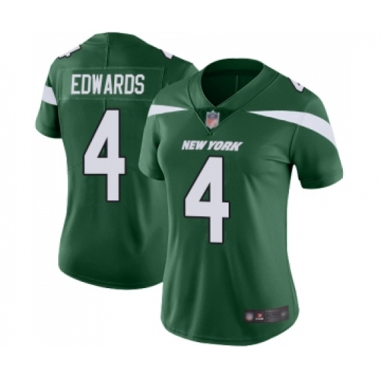 Women's New York Jets #4 Lac Edwards Green Team Color Vapor Untouchable Limited Player Football Jersey - Ujersey