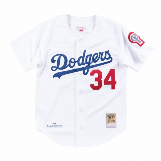 Men's Los Angeles Dodgers #34 Fernando Valenzuela White Stitched Baseball Jersey - Ujersey