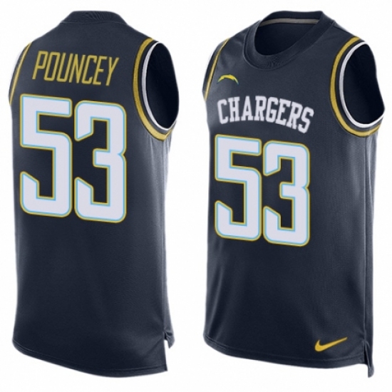 Men's Nike Los Angeles Chargers #53 Mike Pouncey Limited Navy Blue Player Name & Number Tank Top NFL Jersey - Ujersey