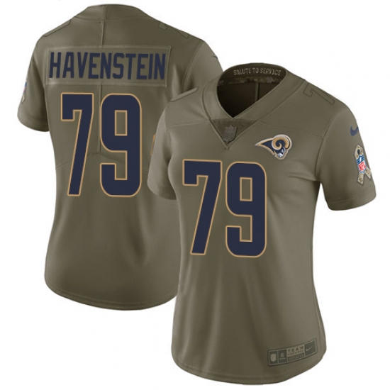 Women's Nike Los Angeles Rams #79 Rob Havenstein Limited Olive 2017 Salute to Service NFL Jersey - Ujersey