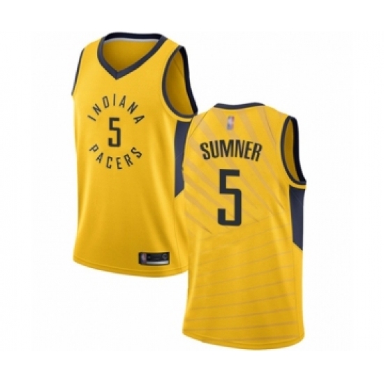Women's Indiana Pacers #5 Edmond Sumner Swingman Gold Basketball Jersey Statement Edition - Ujersey