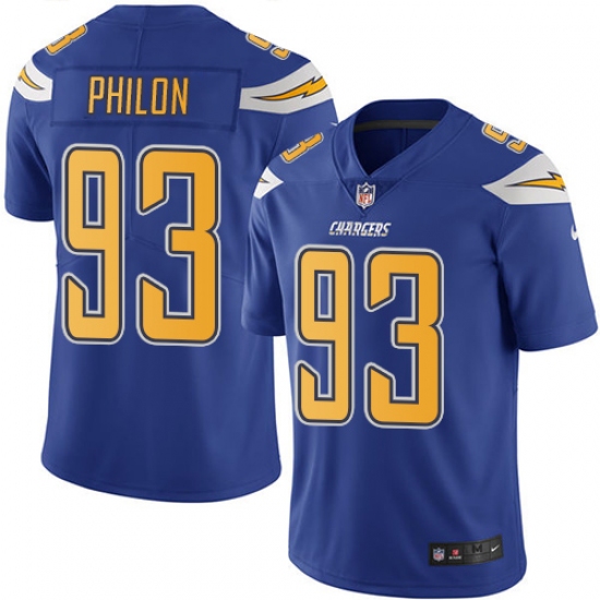Youth Nike Los Angeles Chargers #93 Darius Philon Limited Electric Blue Rush Vapor Untouchable NFL Jersey - Ujersey