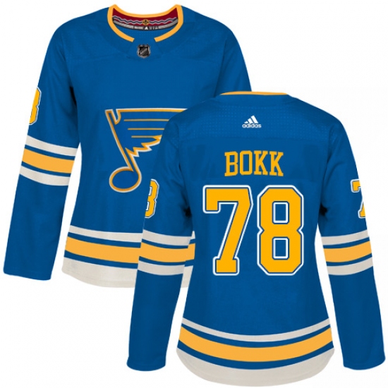 Women's Adidas St. Louis Blues #78 Dominik Bokk Authentic Navy Blue Alternate NHL Jersey - Ujersey