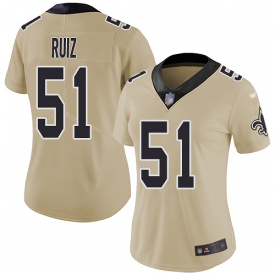 Women's New Orleans Saints #51 Cesar Ruiz Gold Stitched NFL Limited Inverted Legend Jersey - Ujersey