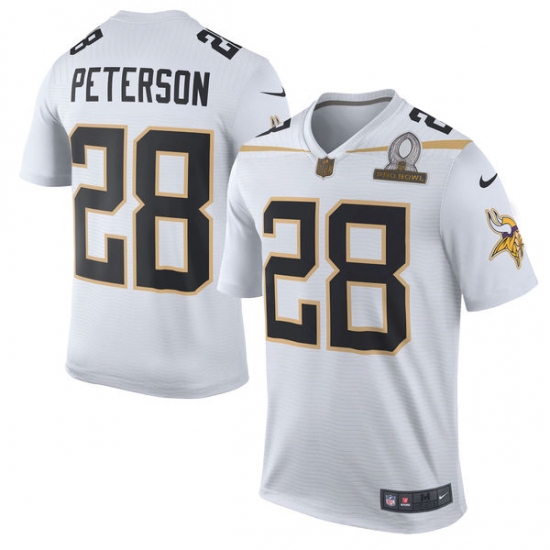 Men's Nike Minnesota Vikings #28 Adrian Peterson Elite White Team Rice 2016 Pro Bowl NFL Jersey - Ujersey