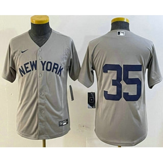 Youth New York Yankees #35 Cody Bellinger Grey Without Name Field of Dreams Cool Base Jersey - Ujersey