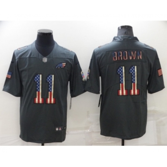 Men's Philadelphia Eagles #11 A. J. Brown Grey Salute To Service USA Flag Stitched Jersey - Ujersey