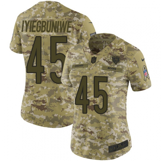 Women's Nike Chicago Bears #45 Joel Iyiegbuniwe Limited Camo 2018 Salute to Service NFL Jersey - Ujersey