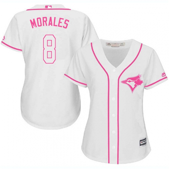Women's Majestic Toronto Blue Jays #8 Kendrys Morales Replica White Fashion Cool Base MLB Jersey - Ujersey
