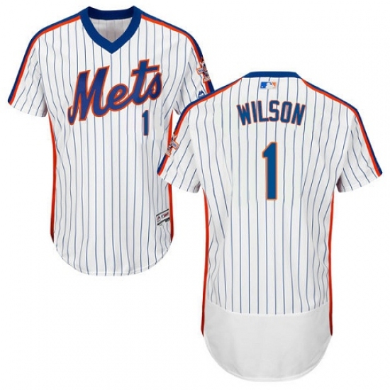 Men's Majestic New York Mets #1 Mookie Wilson White Alternate Flex Base Authentic Collection MLB Jersey - Ujersey