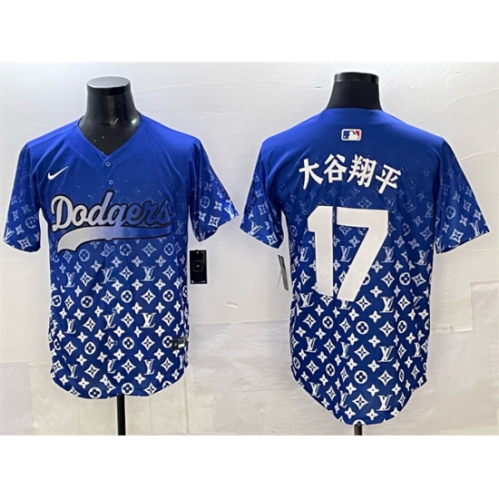 Men's Los Angeles Dodgers #17 大谷翔平 Blue Limited Stitched Baseball Jersey - Ujersey