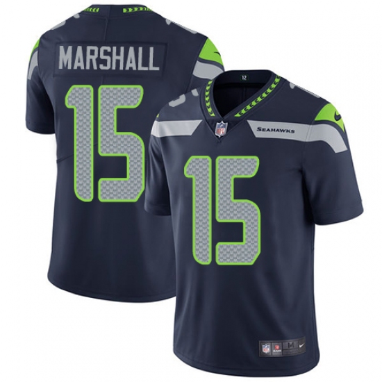 Youth Nike Seattle Seahawks #15 Brandon Marshall Navy Blue Team Color Vapor Untouchable Limited Player NFL Jersey - Ujersey
