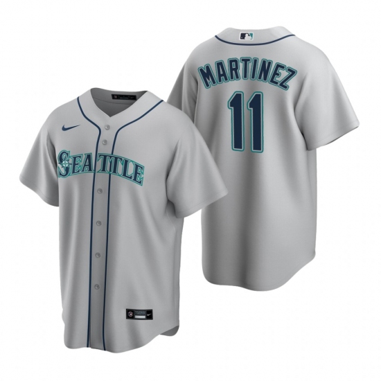 Men's Nike Seattle Mariners #11 Edgar Martinez Gray Road Stitched Baseball Jersey - Ujersey