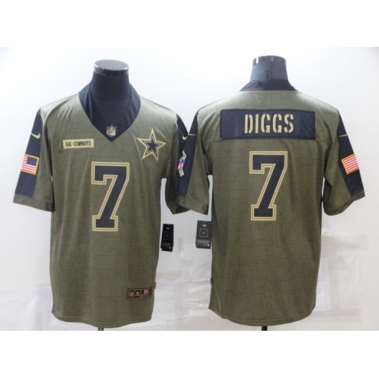 Men's Dallas Cowboys #7 Trevon Diggs Nike Olive 2021 Salute To Service Limited Player Jersey - Ujersey