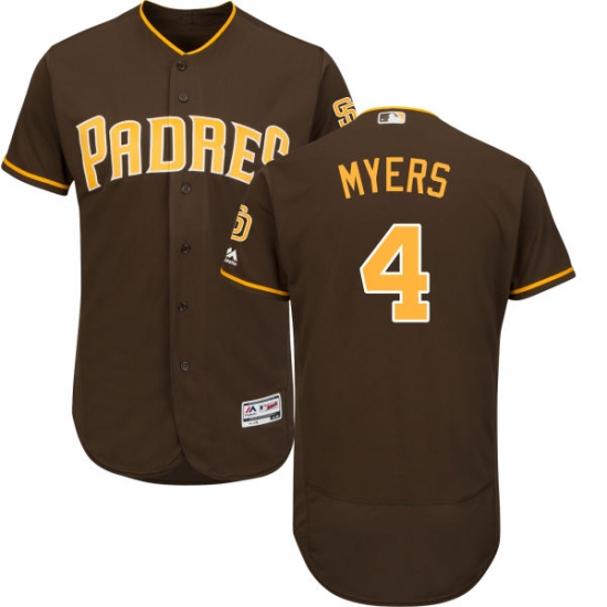 Men's Majestic San Diego Padres #4 Wil Myers Brown Alternate Flex Base Authentic Collection MLB Jersey - Ujersey