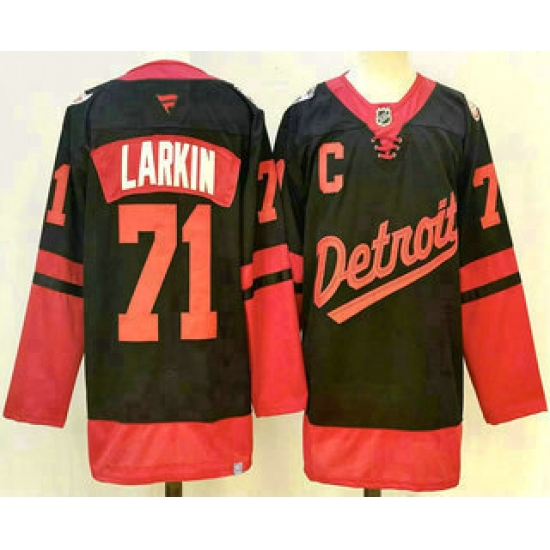 Men's Detroit Red Wings #71 Dylan Larkin Black 2025 Stadium Series Stitched Jersey - Ujersey
