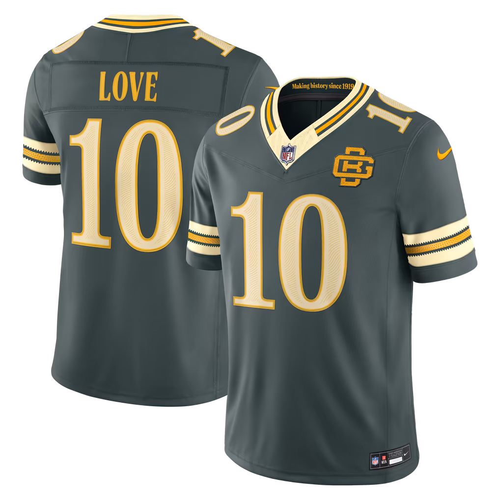 Men's Green Bay Packers Jordan Love Nike Green 2026 Rivalries Collection Stitched Limited Jersey - U-jersey