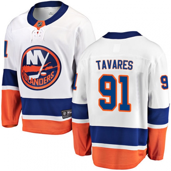 Men's New York Islanders #91 John Tavares Fanatics Branded White Away Breakaway NHL Jersey - Ujersey