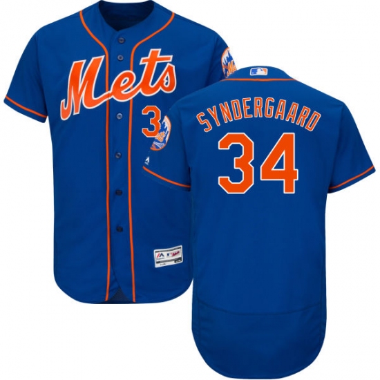 Men's Majestic New York Mets #34 Noah Syndergaard Royal Blue Alternate Flex Base Authentic Collection MLB Jersey - Ujersey