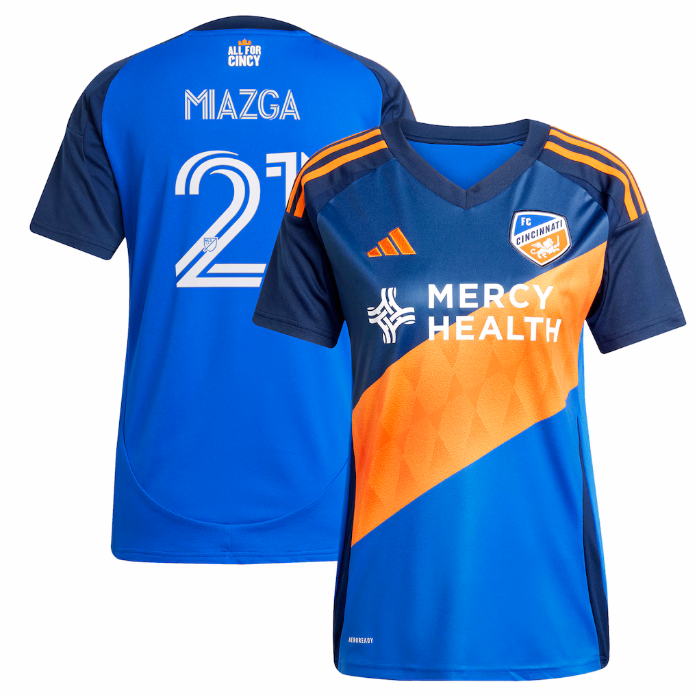 Women's FC Cincinnati Matt Miazga adidas Blue 2025 Orange and Blue Legacy Kit Replica Player Jersey - ujerseystore