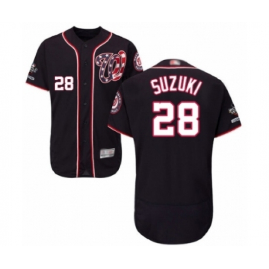 Men's Washington Nationals #28 Kurt Suzuki Navy Blue Alternate Flex Base Authentic Collection 2019 World Series Champions Baseball Jersey - Ujersey