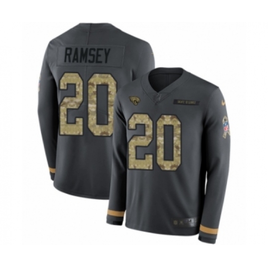 Youth Nike Jacksonville Jaguars #20 Jalen Ramsey Limited Black Salute to Service Therma Long Sleeve NFL Jersey - Ujersey
