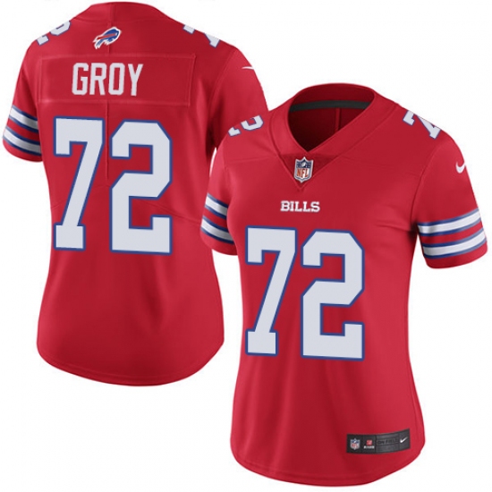 Women's Nike Buffalo Bills #72 Ryan Groy Limited Red Rush Vapor Untouchable NFL Jersey - Ujersey